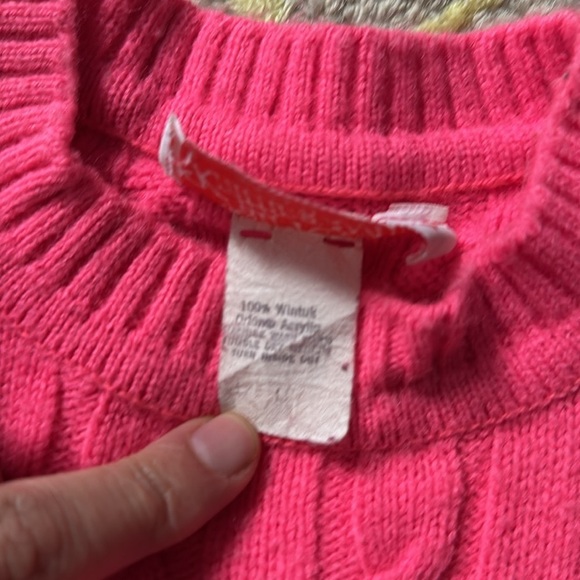 Vintage Fall River knitting Mills cable knit hot pink sweater L - Picture 3 of 5